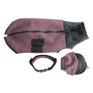 Conjunto de abrigo, collar y gorra Xino Xano rosa leopard